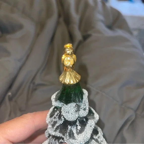 Fenton Green Flocked Holiday Decor Christmas Tree 7” - Picture 3 of 4